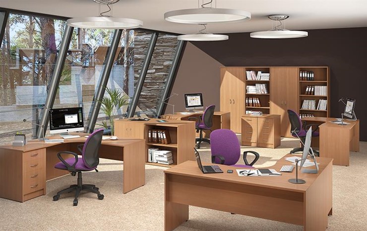 Офисный комплект мебели IMAGO три стола, 2 шкафа, стеллаж, тумба в Уфе - изображение 2